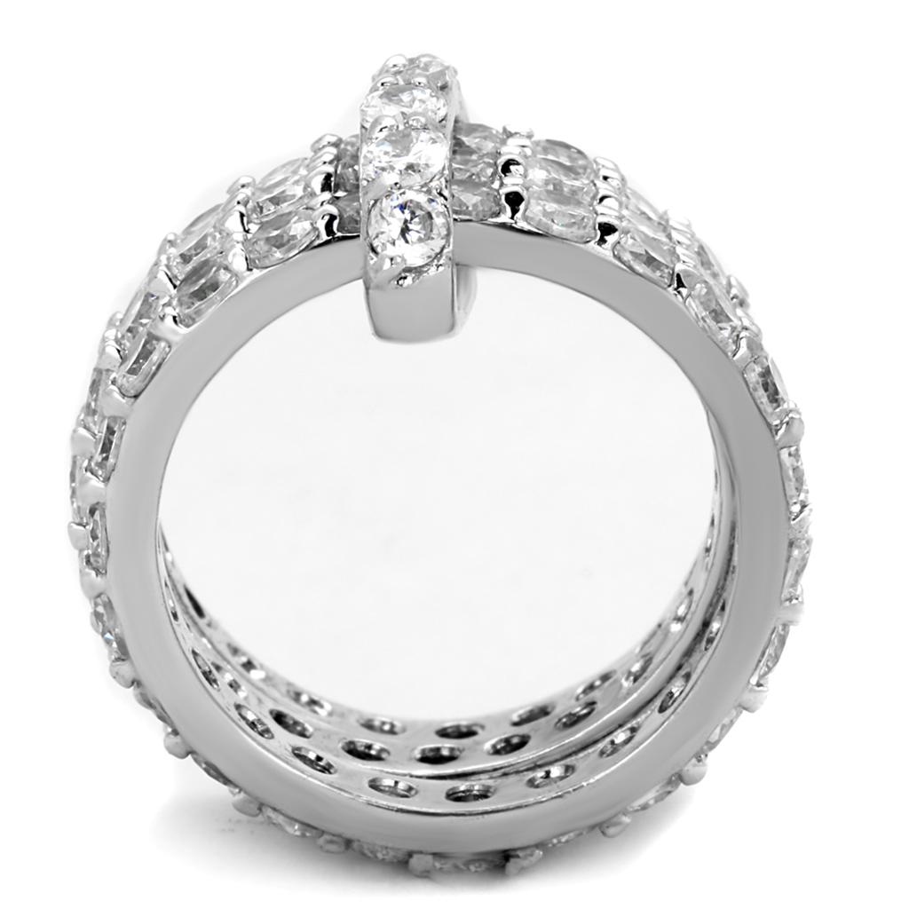MA3W875 - Rhodium Brass Ring with AAA Grade CZ  in Clear