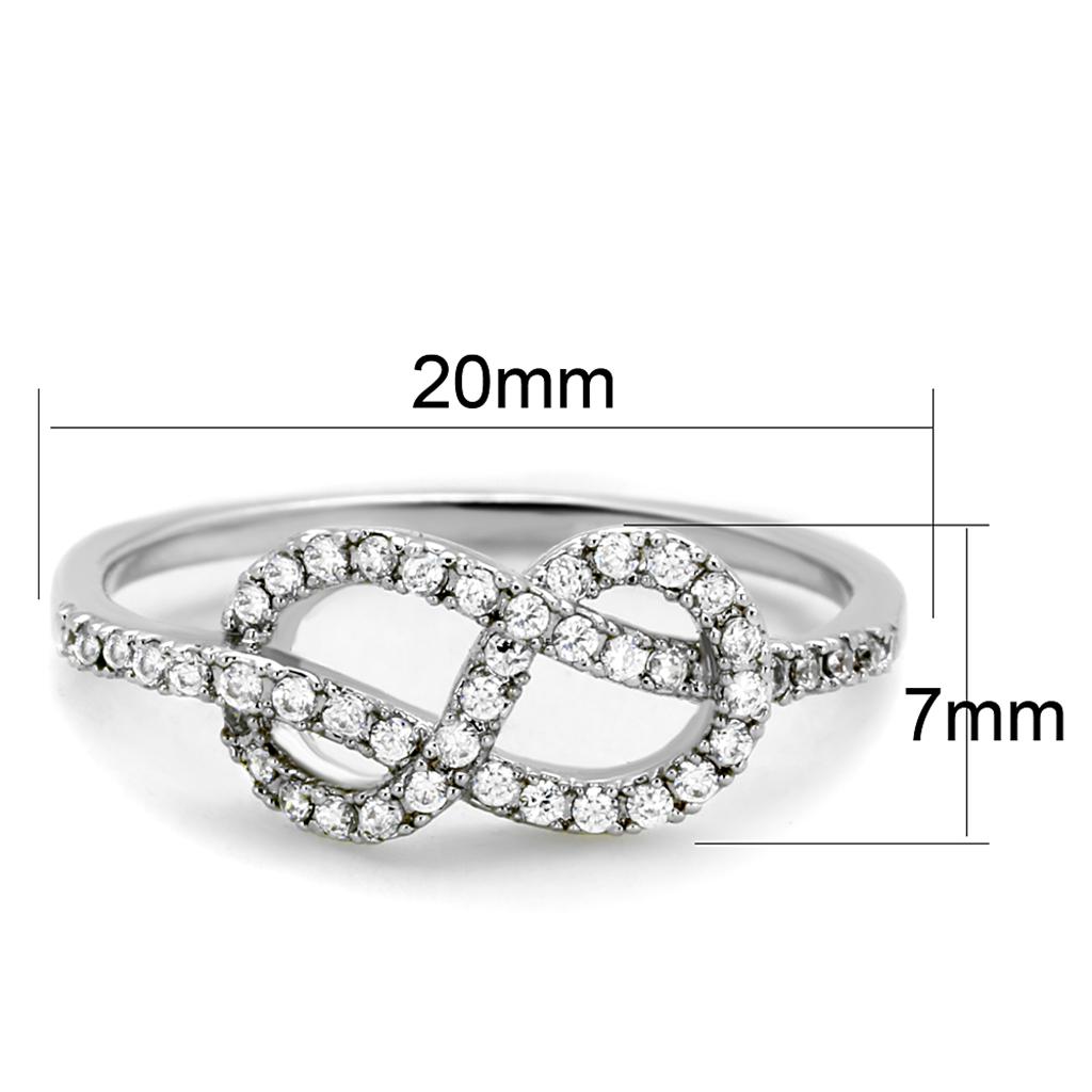MA3W876 - Rhodium Brass Ring with AAA Grade CZ  in Clear