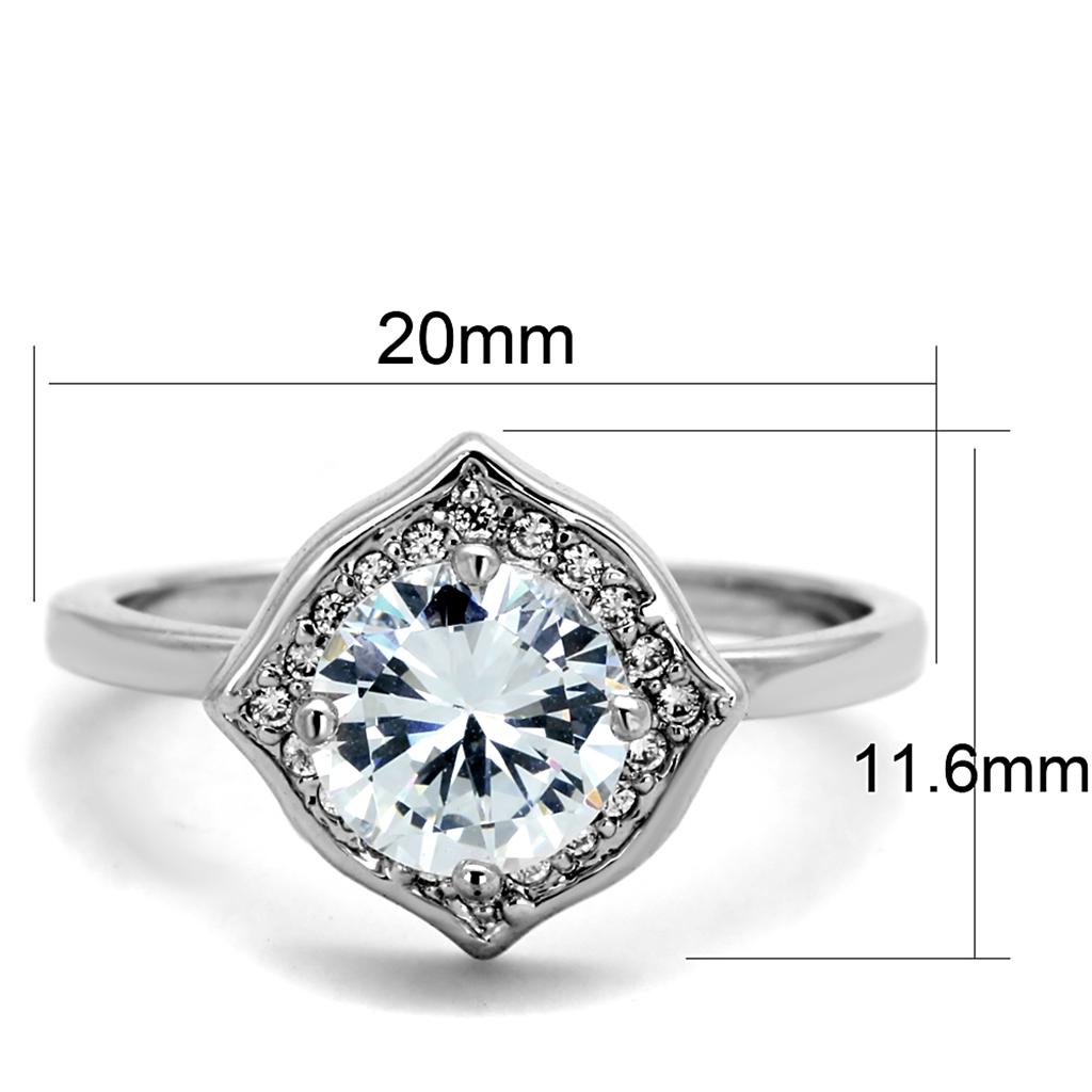 MA3W877 - Rhodium Brass Ring with AAA Grade CZ  in Clear