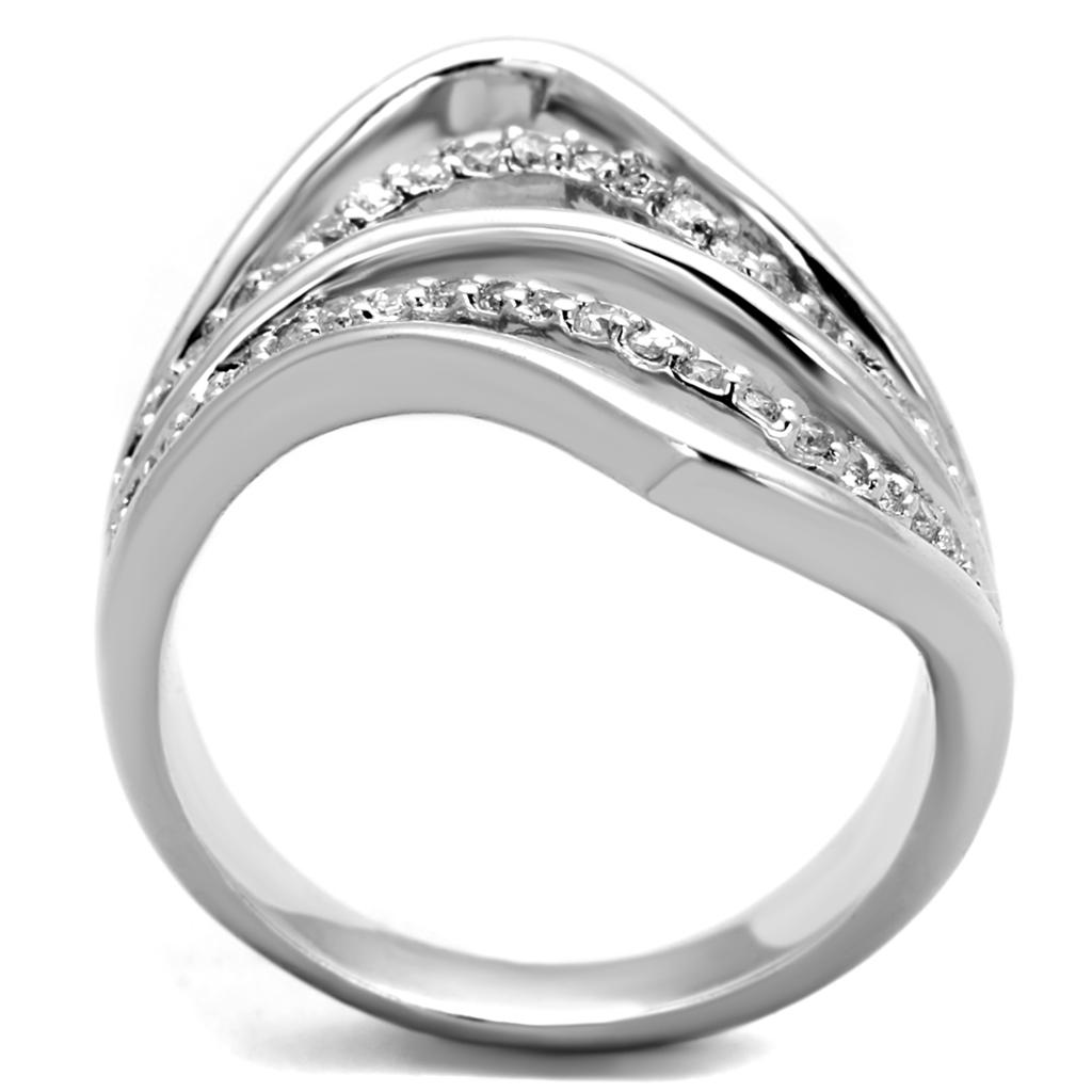 MA3W878 - Rhodium Brass Ring with AAA Grade CZ  in Clear