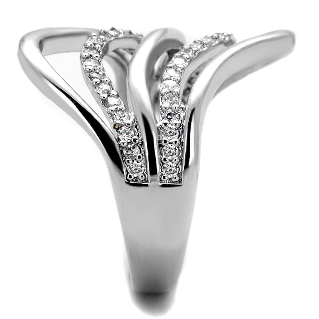 MA3W878 - Rhodium Brass Ring with AAA Grade CZ  in Clear