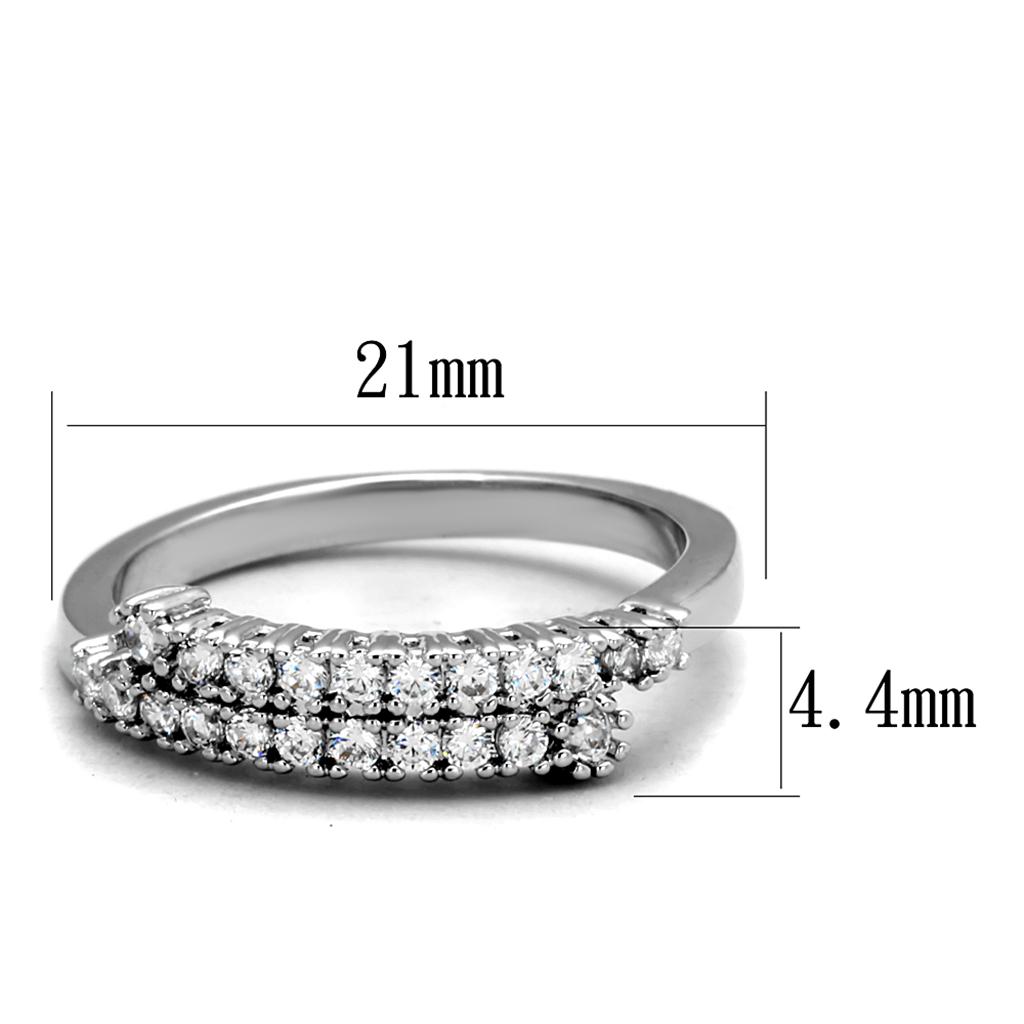 MA3W879 - Rhodium Brass Ring with AAA Grade CZ  in Clear