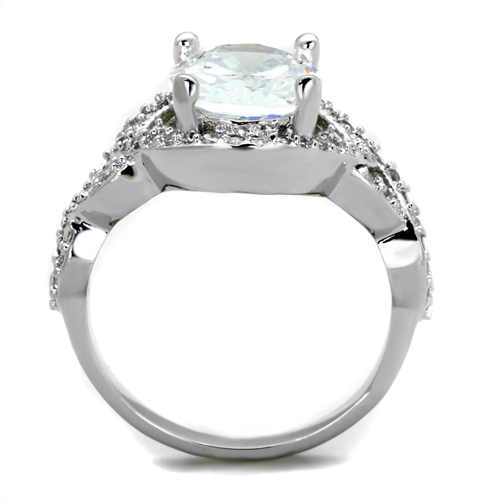 MA3W880 - Rhodium Brass Ring with AAA Grade CZ  in Clear