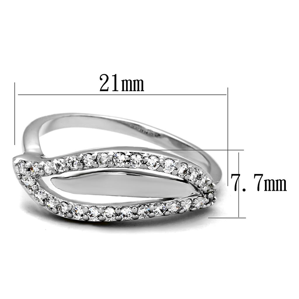 MA3W881 - Rhodium Brass Ring with AAA Grade CZ  in Clear