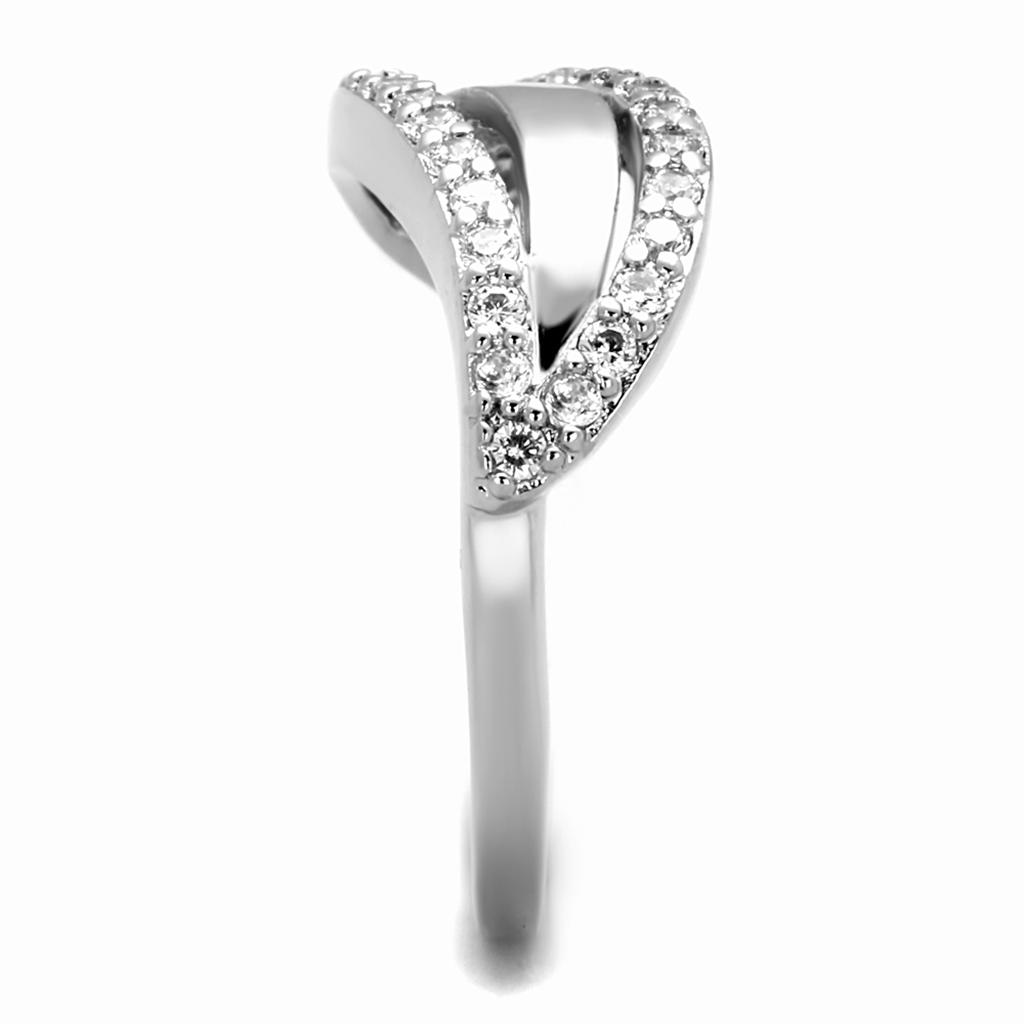 MA3W881 - Rhodium Brass Ring with AAA Grade CZ  in Clear