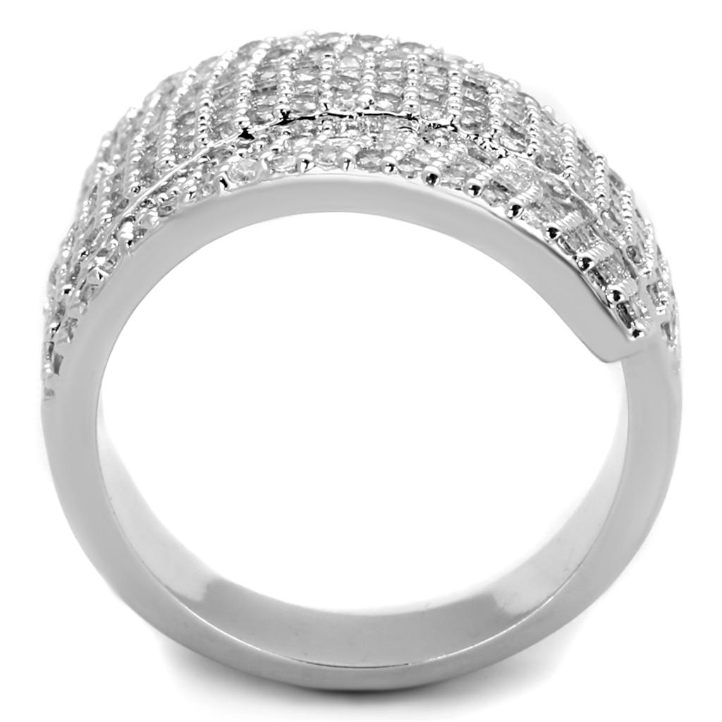 MA3W883 - Rhodium Brass Ring with AAA Grade CZ  in Clear