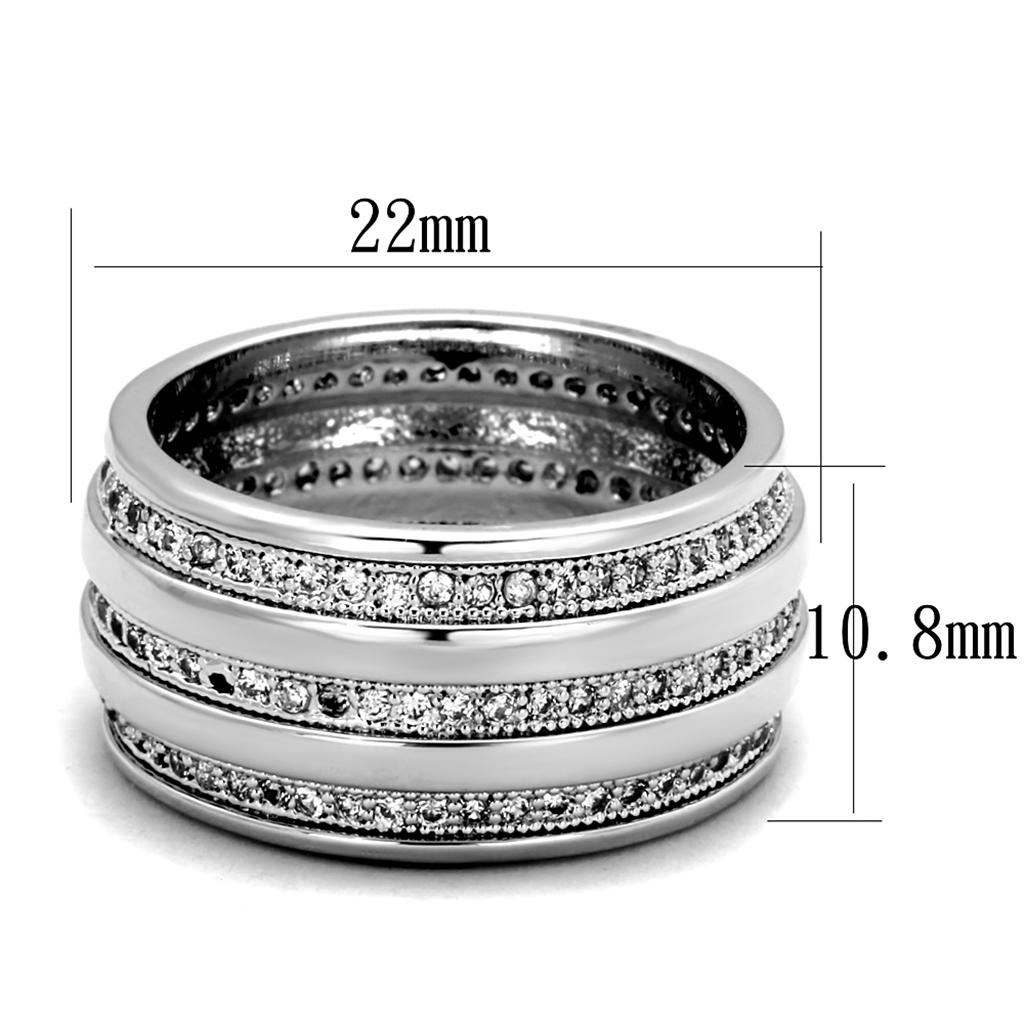 MA3W884 - Rhodium Brass Ring with AAA Grade CZ  in Clear