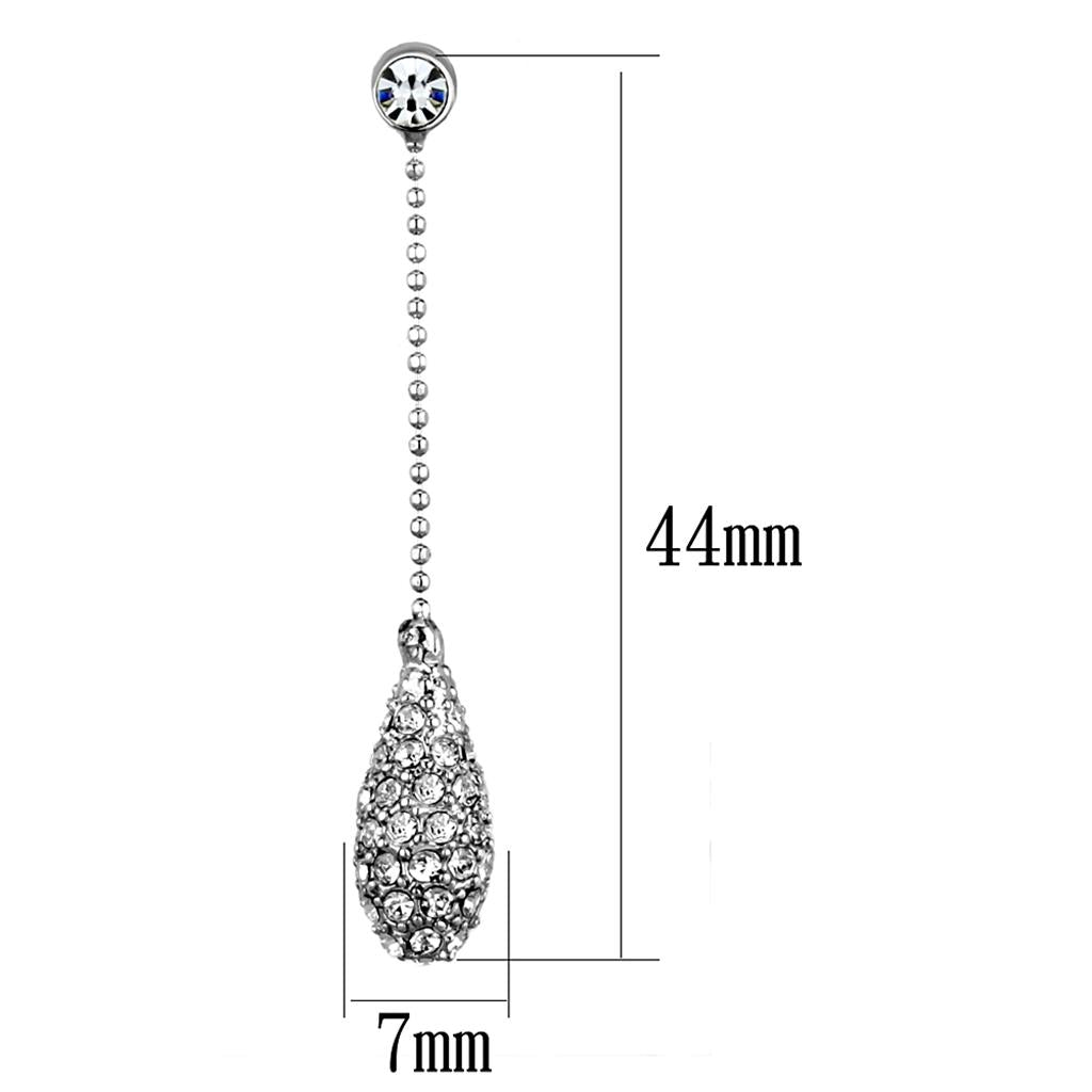 MA3W898 - Rhodium Brass Earrings with Top Grade Crystal  in Clear