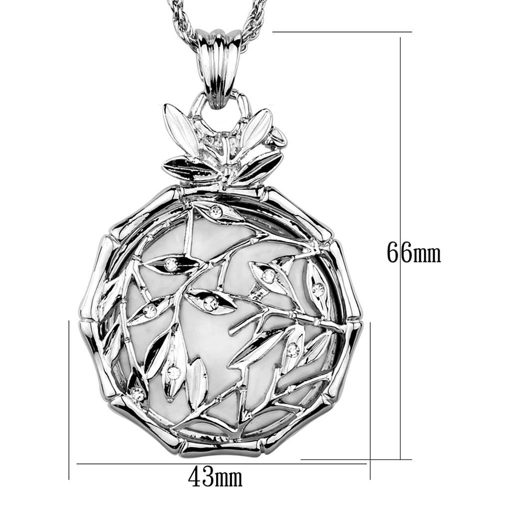 MA3W906 - Rhodium Brass Magnifier pendant with Top Grade Crystal  in Clear