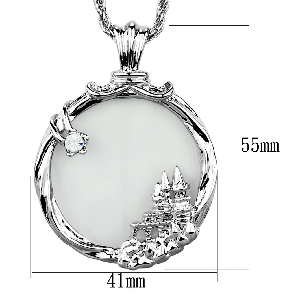 MA3W907 - Rhodium Brass Magnifier pendant with Top Grade Crystal  in Clear