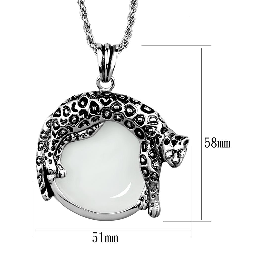 MA3W908 - Rhodium Brass Magnifier pendant with Synthetic Synthetic Glass in Clear