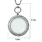 MA3W909 - Rhodium Brass Magnifier pendant with Synthetic Synthetic Glass in Clear