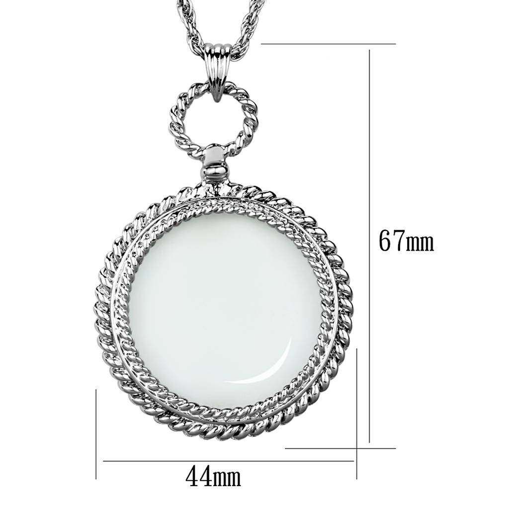 MA3W909 - Rhodium Brass Magnifier pendant with Synthetic Synthetic Glass in Clear