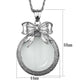 MA3W911 - Rhodium Brass Magnifier pendant with Synthetic Synthetic Glass in Clear