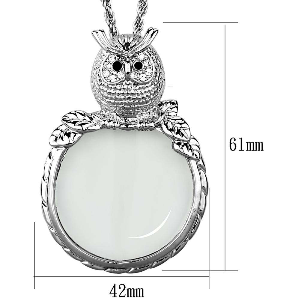 MA3W917 - Rhodium Brass Magnifier pendant with Top Grade Crystal  in Clear