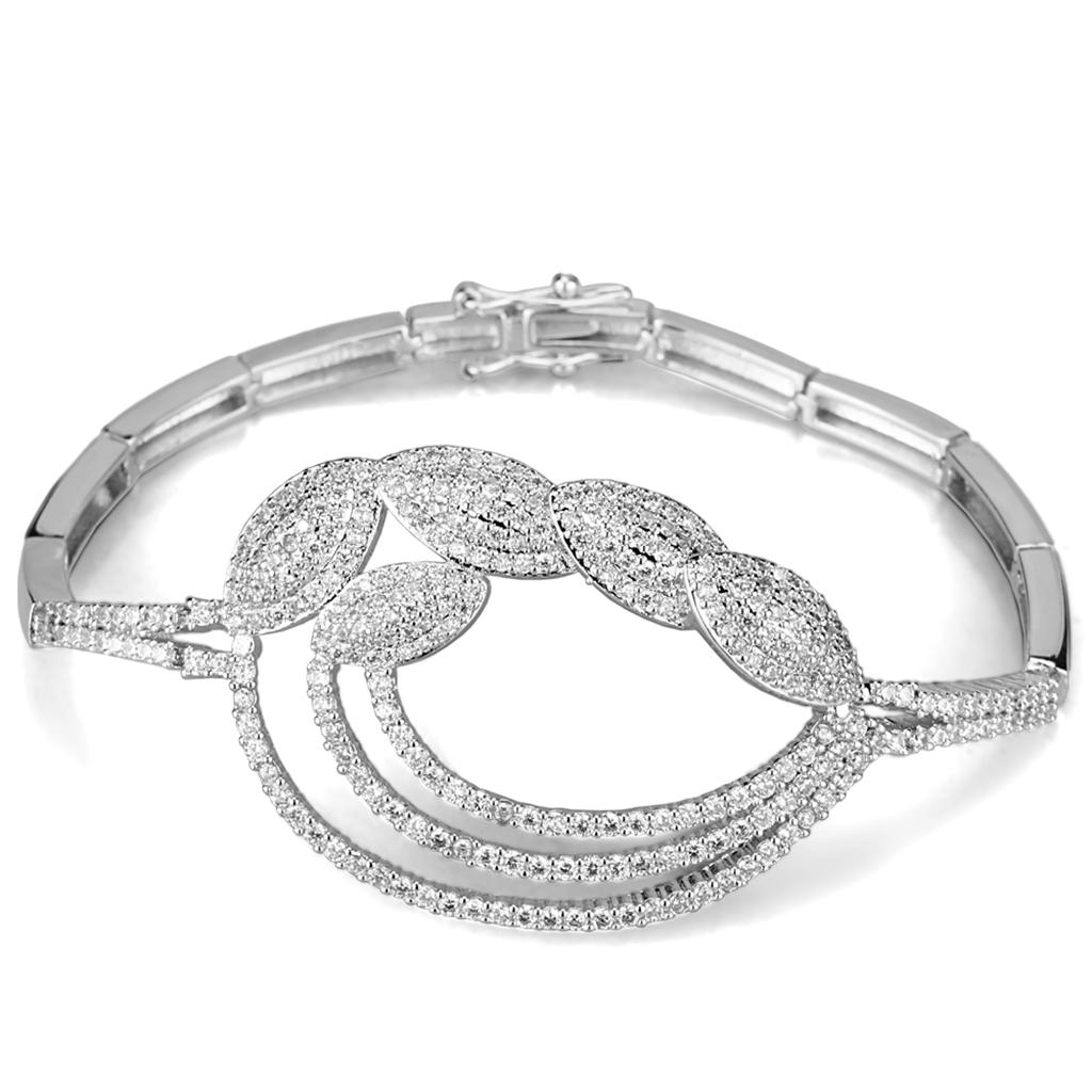 MA3W922 - Rhodium Brass Jewelry Sets with AAA Grade CZ  in Clear