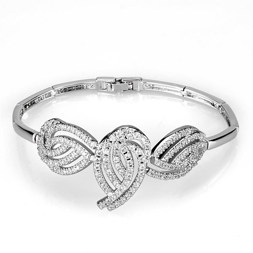 MA3W923 - Rhodium Brass Jewelry Sets with AAA Grade CZ  in Clear