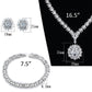 MA3W927 - Rhodium Brass Jewelry Sets with AAA Grade CZ  in Clear