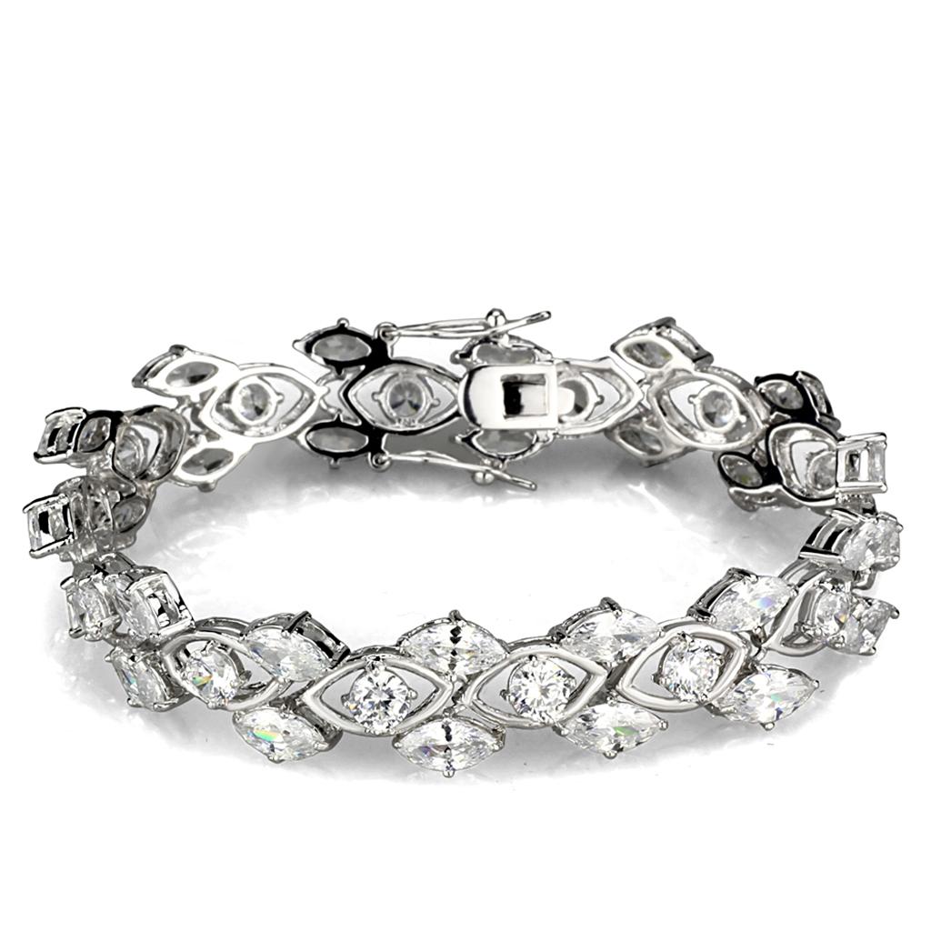 MA3W933 - Rhodium Brass Jewelry Sets with AAA Grade CZ  in Clear