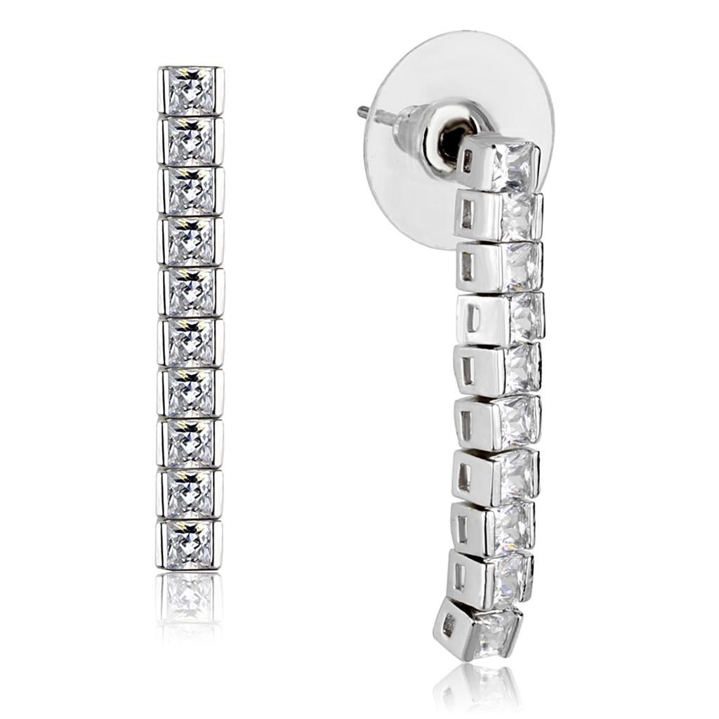 MA3W938 - Rhodium Brass Jewelry Sets with AAA Grade CZ  in Clear