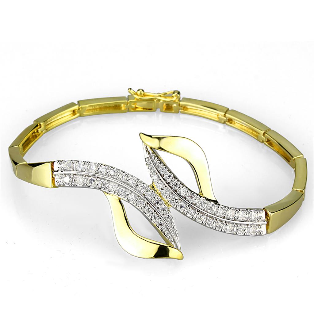 MA3W942 - Gold+Rhodium Brass Jewelry Sets with AAA Grade CZ  in Clear