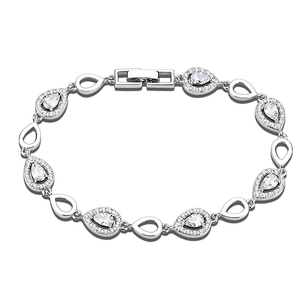 MA3W943 - Rhodium Brass Jewelry Sets with AAA Grade CZ  in Clear