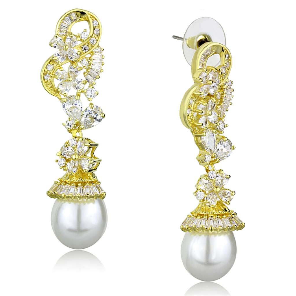 MA3W945 - Gold Brass Jewelry Sets with AAA Grade CZ  in Clear