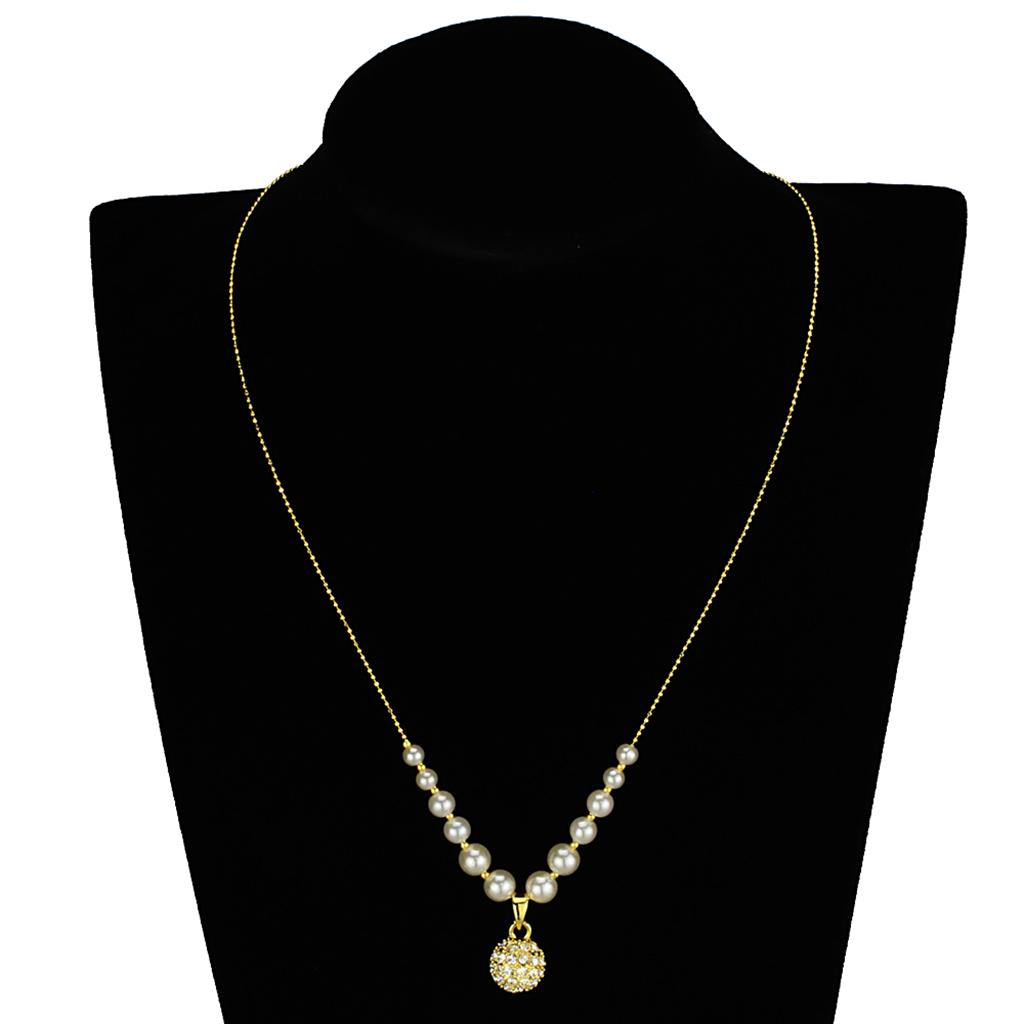 MA3W947 - Gold Brass Jewelry Sets with Synthetic Pearl in White