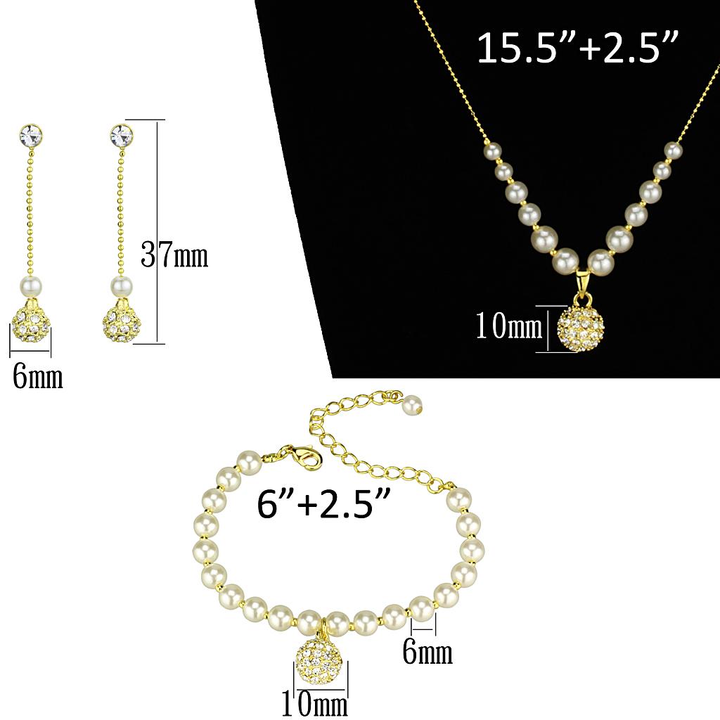 MA3W947 - Gold Brass Jewelry Sets with Synthetic Pearl in White