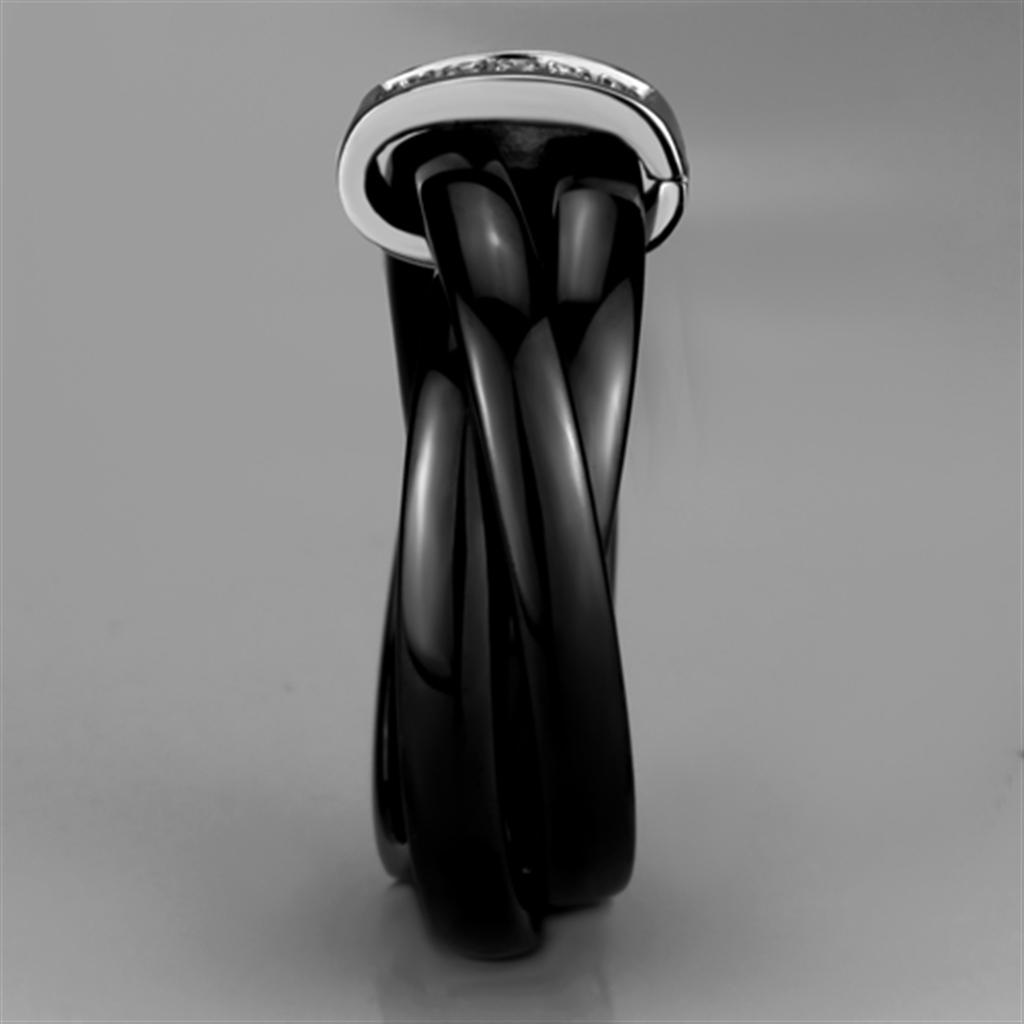 MA3W950 - High polished (no plating) Stainless Steel Ring with Ceramic  in Jet