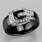 MA3W954 - High polished (no plating) Stainless Steel Ring with Ceramic  in Jet