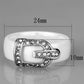 MA3W955 - High polished (no plating) Stainless Steel Ring with Ceramic  in White