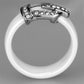 MA3W955 - High polished (no plating) Stainless Steel Ring with Ceramic  in White