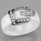 MA3W955 - High polished (no plating) Stainless Steel Ring with Ceramic  in White