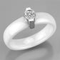 MA3W958 - High polished (no plating) Stainless Steel Ring with Ceramic  in White