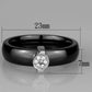 MA3W959 - High polished (no plating) Stainless Steel Ring with Ceramic  in Jet