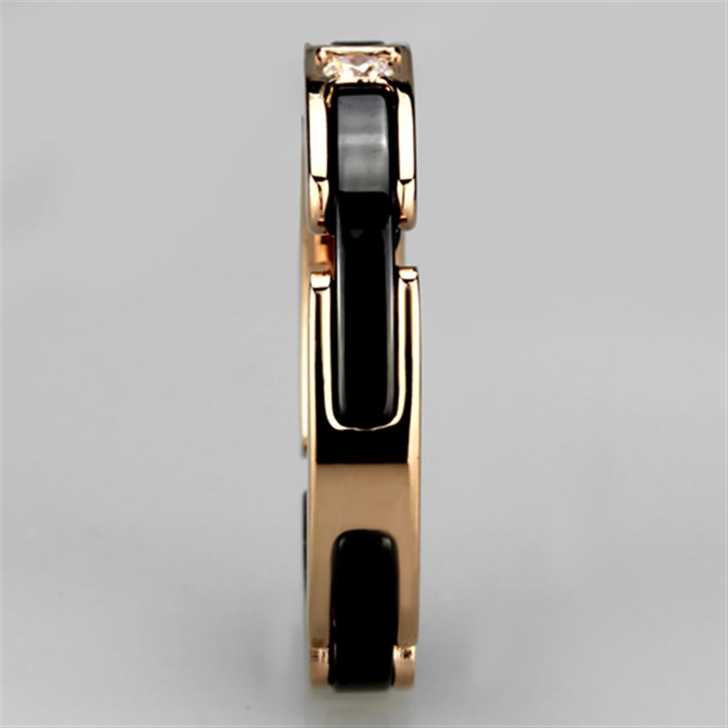 MA3W960 - IP Rose Gold(Ion Plating) Stainless Steel Ring with Ceramic  in Jet