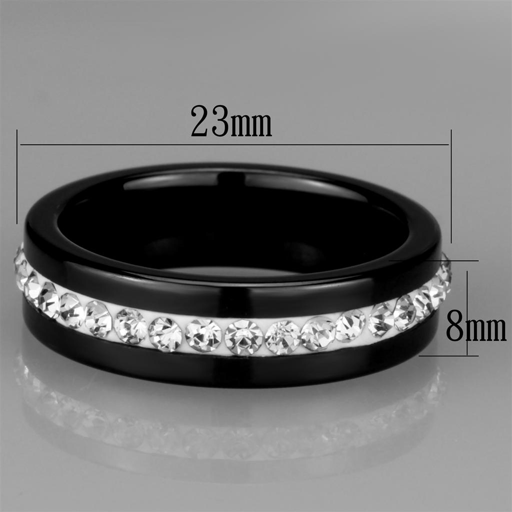 MA3W969 - High polished (no plating) Stainless Steel Ring with Ceramic  in Jet