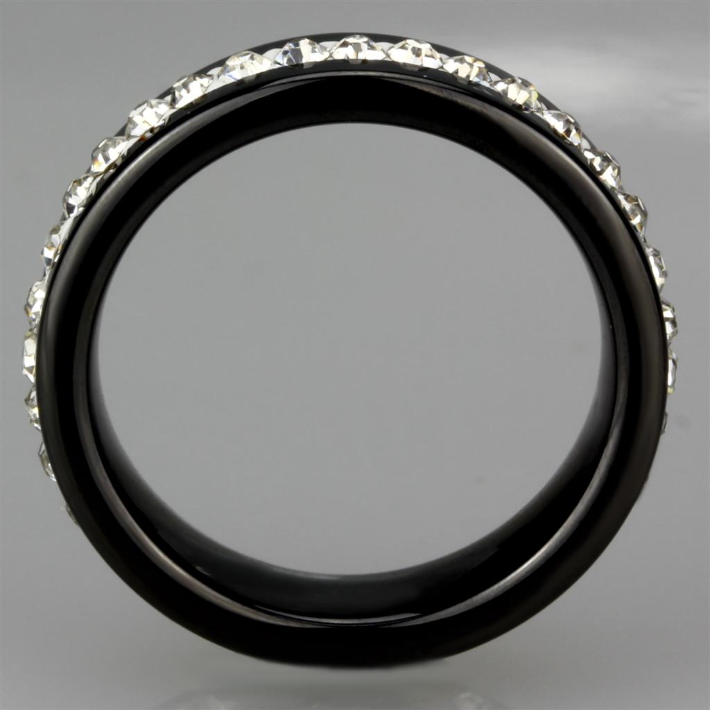 MA3W969 - High polished (no plating) Stainless Steel Ring with Ceramic  in Jet