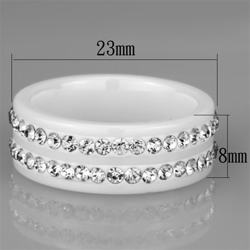 MA3W970 - High polished (no plating) Stainless Steel Ring with Ceramic  in White