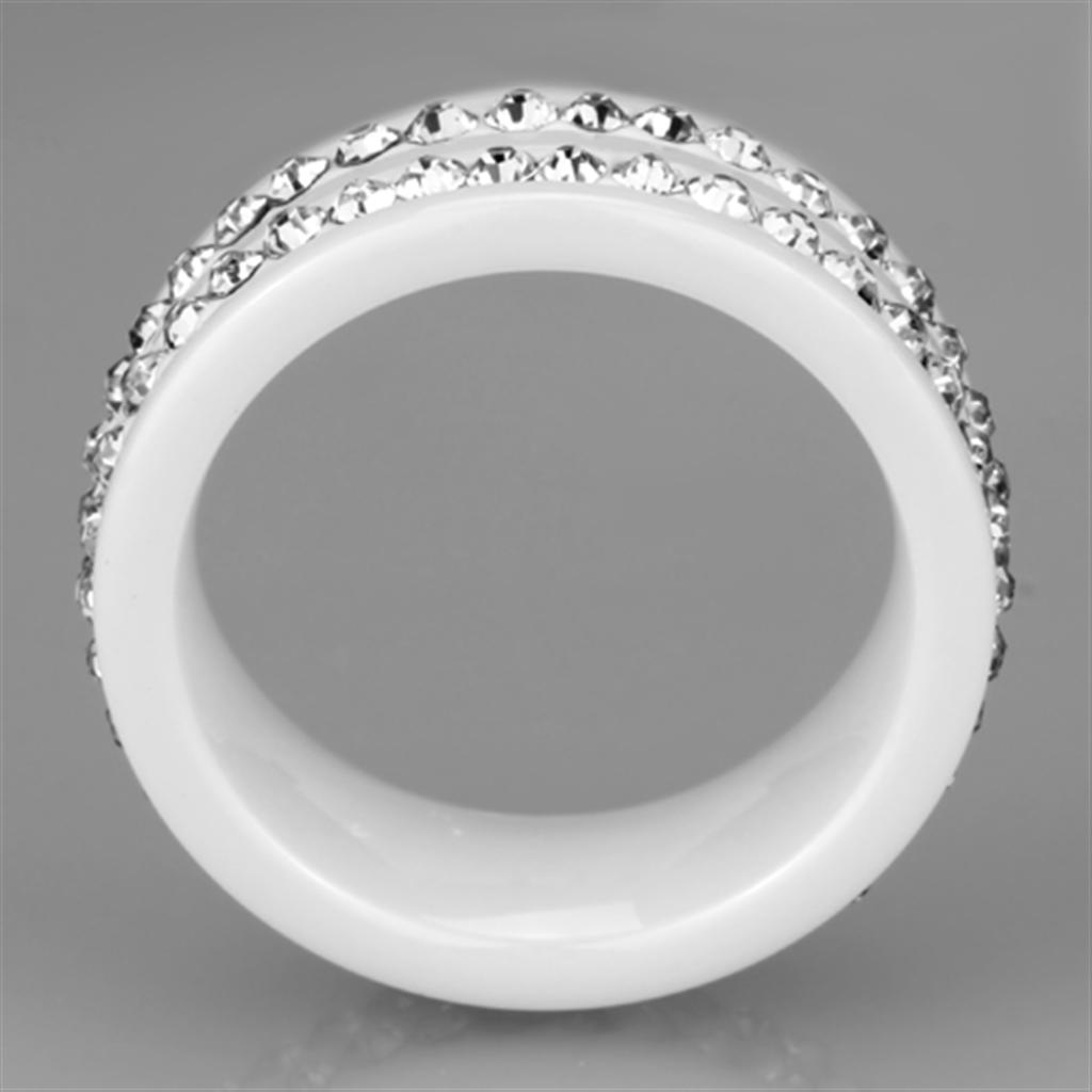 MA3W970 - High polished (no plating) Stainless Steel Ring with Ceramic  in White