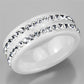 MA3W970 - High polished (no plating) Stainless Steel Ring with Ceramic  in White