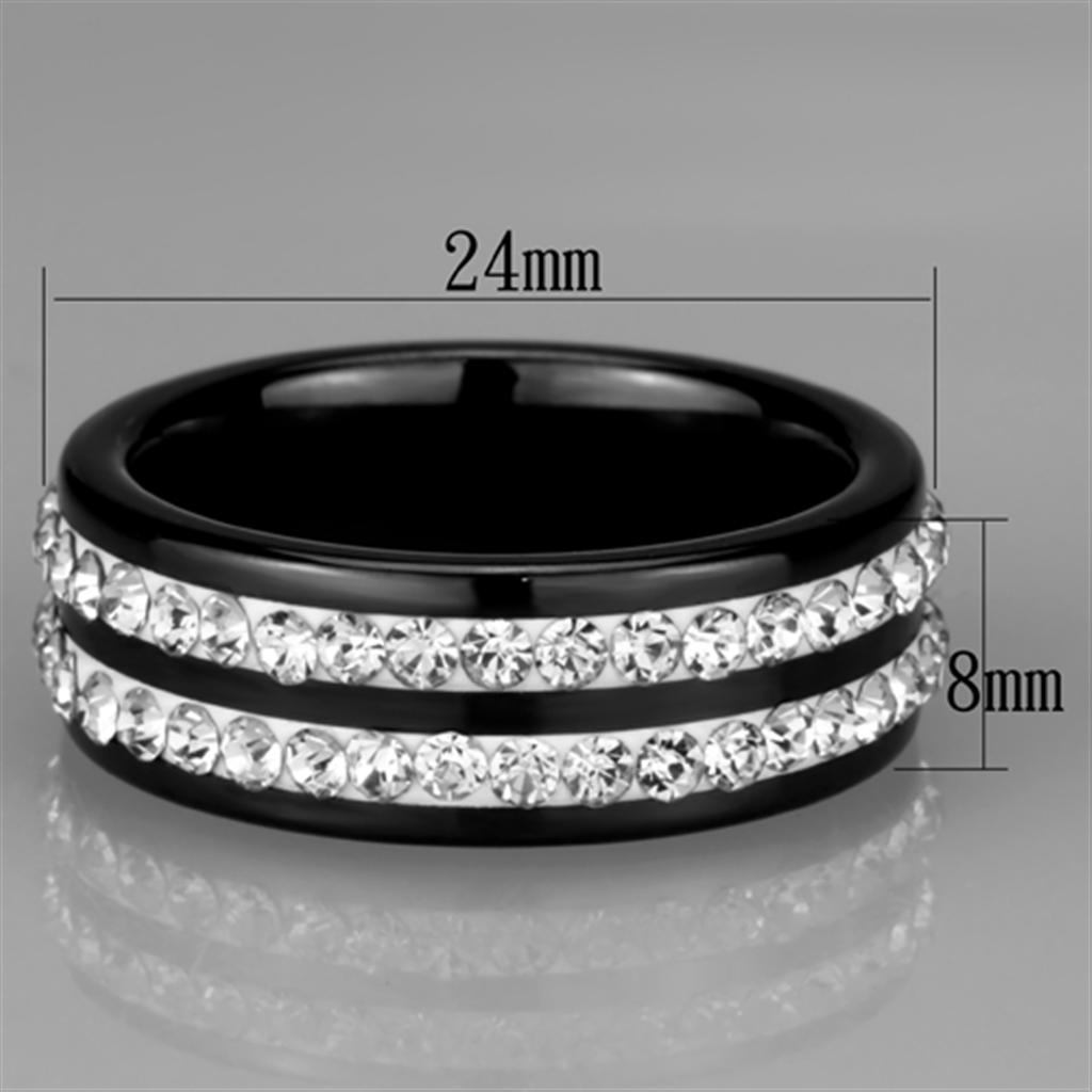 MA3W971 - High polished (no plating) Stainless Steel Ring with Ceramic  in Jet