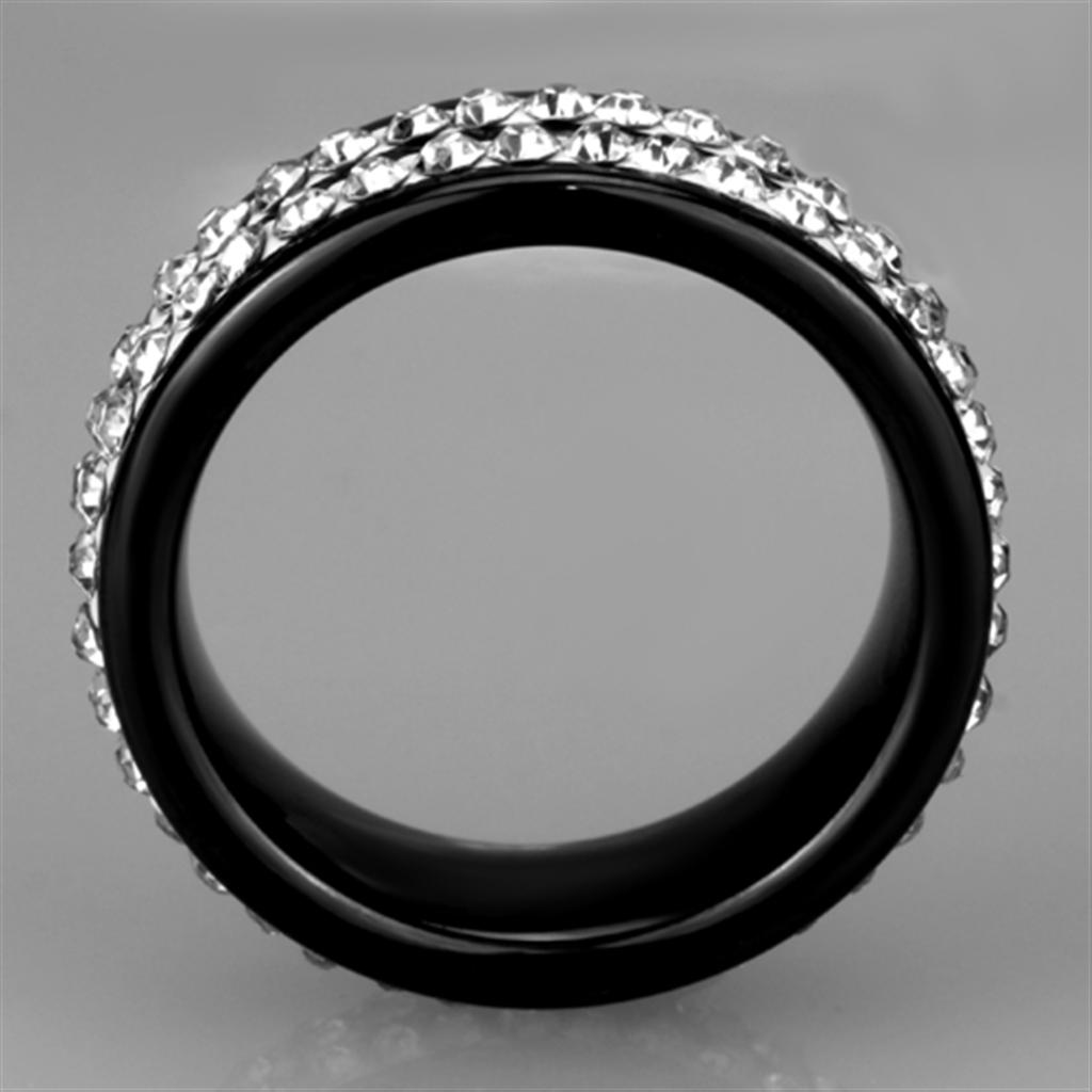 MA3W971 - High polished (no plating) Stainless Steel Ring with Ceramic  in Jet