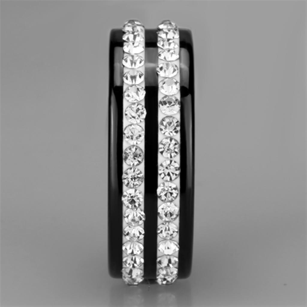 MA3W971 - High polished (no plating) Stainless Steel Ring with Ceramic  in Jet