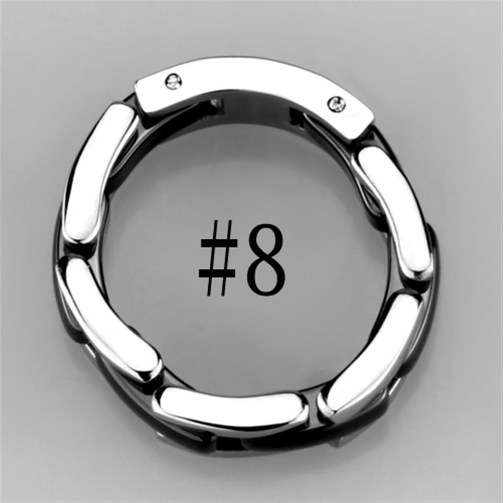 MA3W972 - High polished (no plating) Stainless Steel Ring with Ceramic  in Jet
