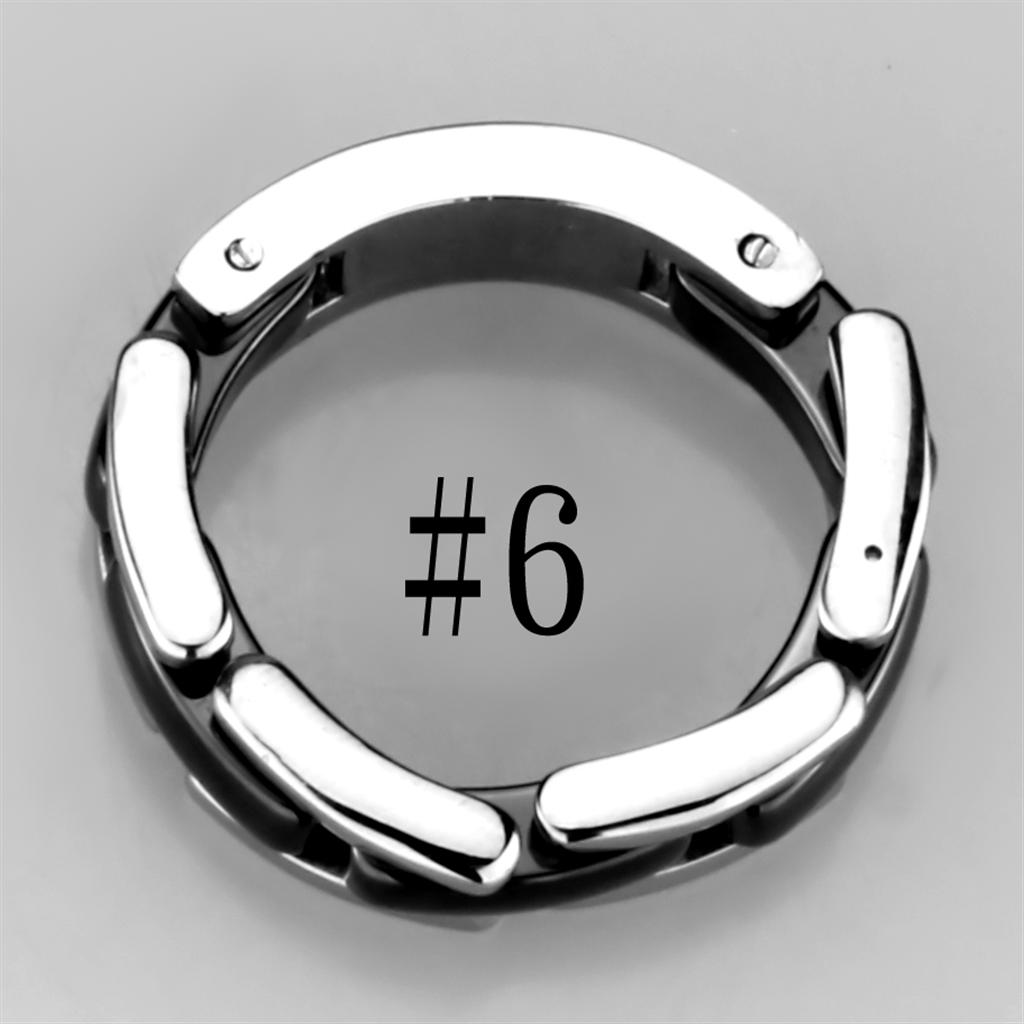 MA3W972 - High polished (no plating) Stainless Steel Ring with Ceramic  in Jet