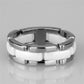 MA3W973 - High polished (no plating) Stainless Steel Ring with Ceramic  in White