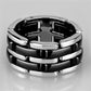 MA3W974 - High polished (no plating) Stainless Steel Ring with Ceramic  in Jet