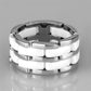 MA3W975 - High polished (no plating) Stainless Steel Ring with Ceramic  in White